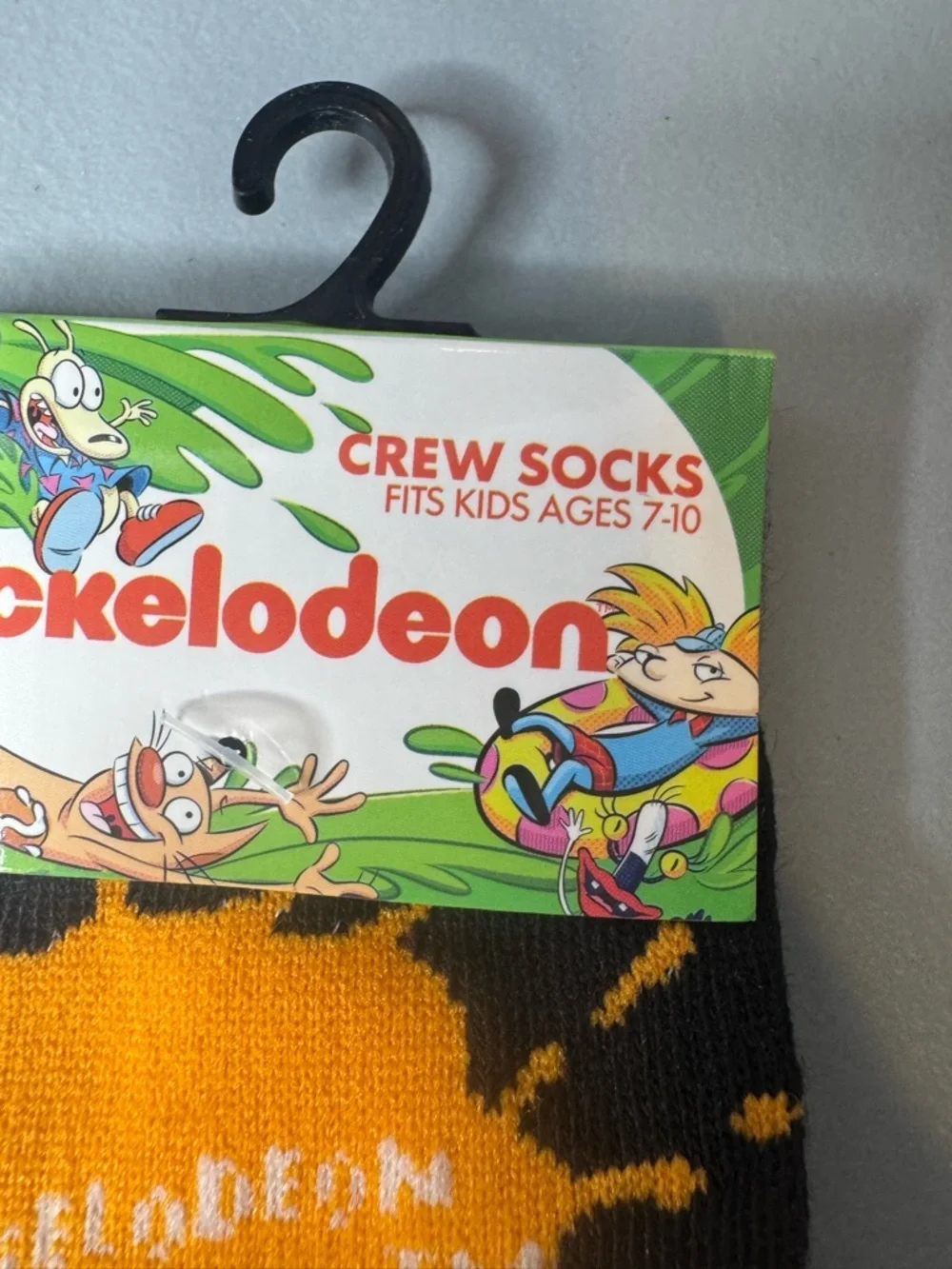 Nickelodeon logo iconic splat Orange black children’s Crew Socks tv cartoons